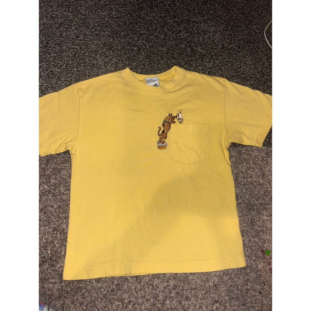 Vintage Warner Bros Studio Store Scooby-Doo Scrappy-Doo Yellow Pocket T-Shirt S